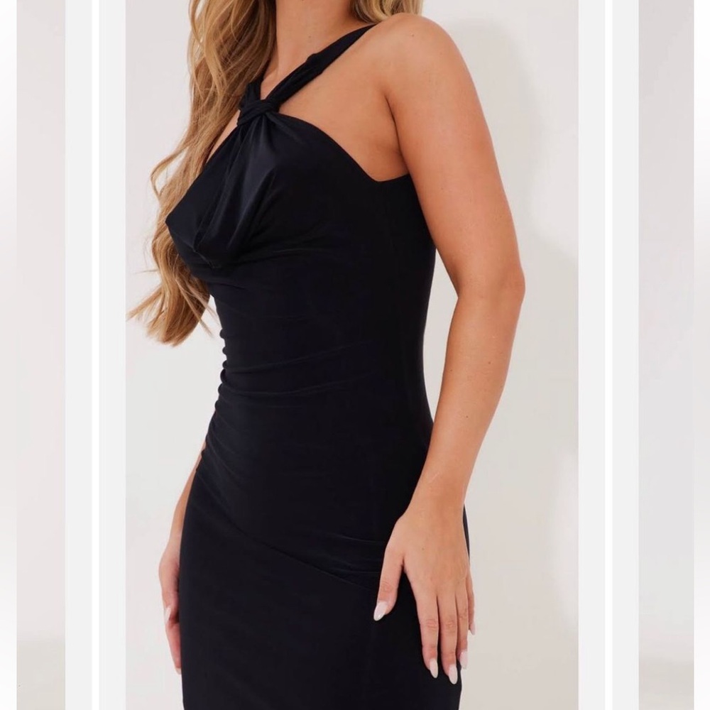 Slinky Cowl Knot Open Back Maxi Dress